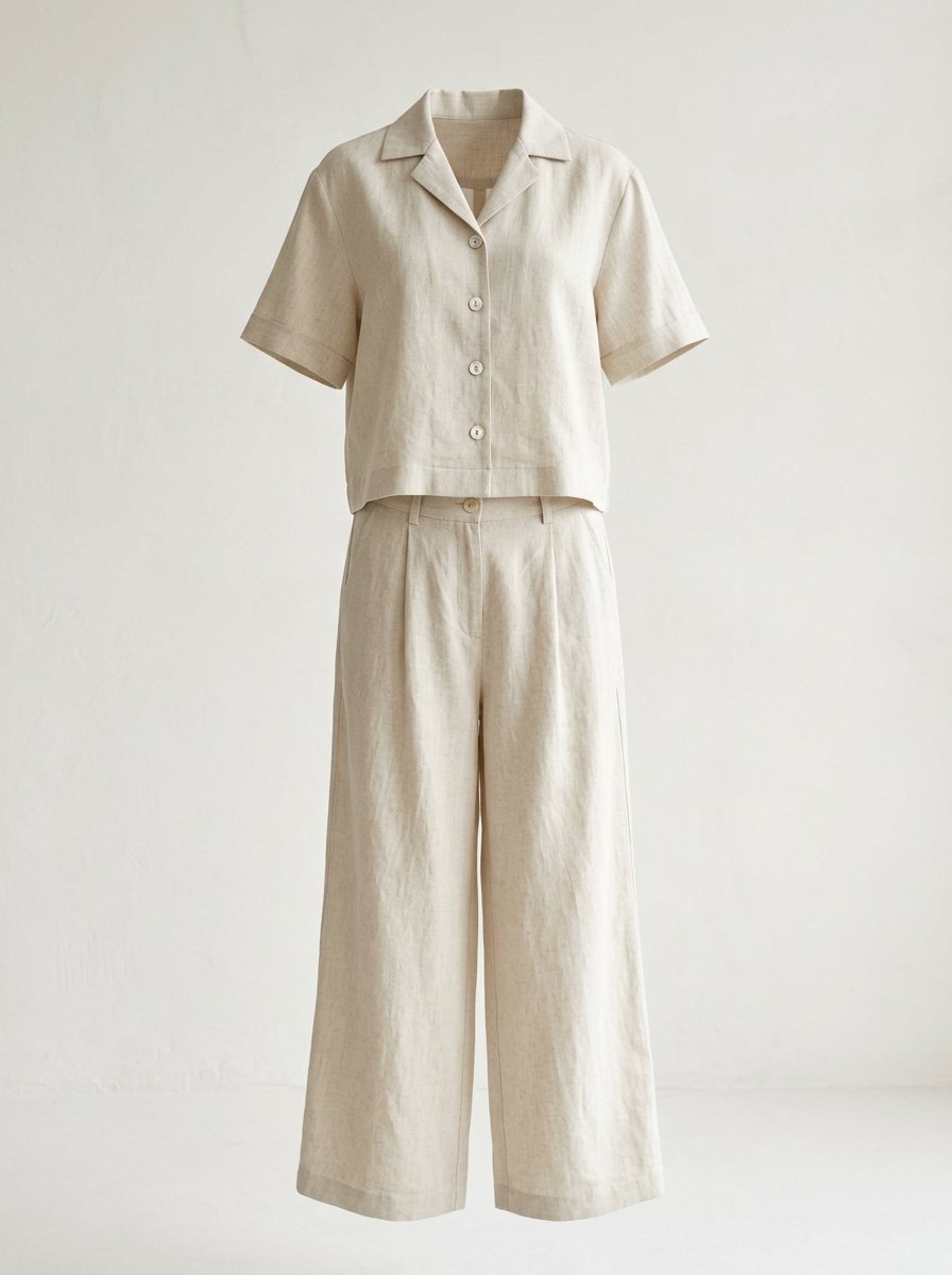 Marina Linen Co-ord Set — Ivory-deep colourway