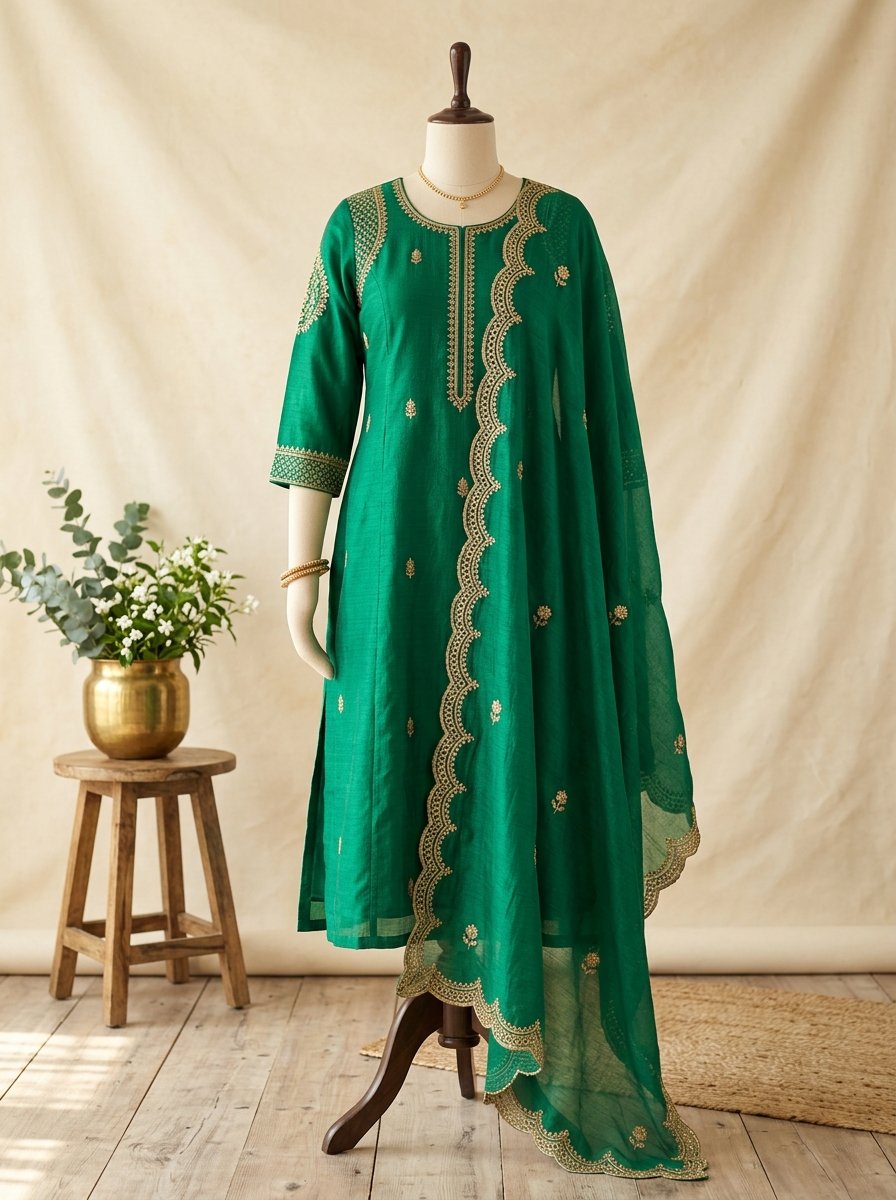 Nila Dupatta Set — Jade colourway