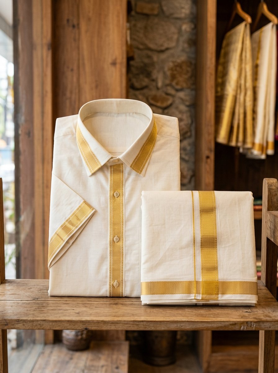 Thalaivan Pure Cotton Veshti & Angavastram Set — Elders