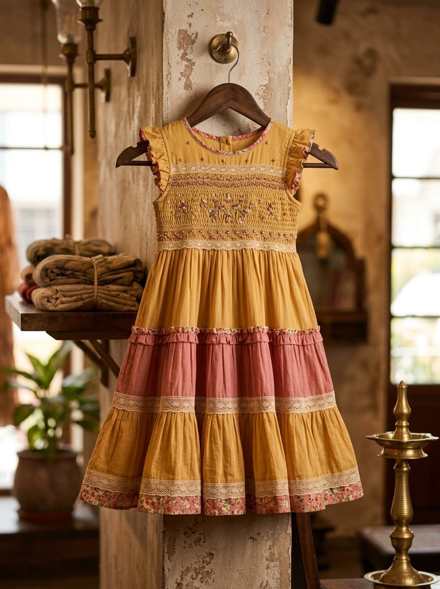 Thenmozhi Frock — Ivory colourway