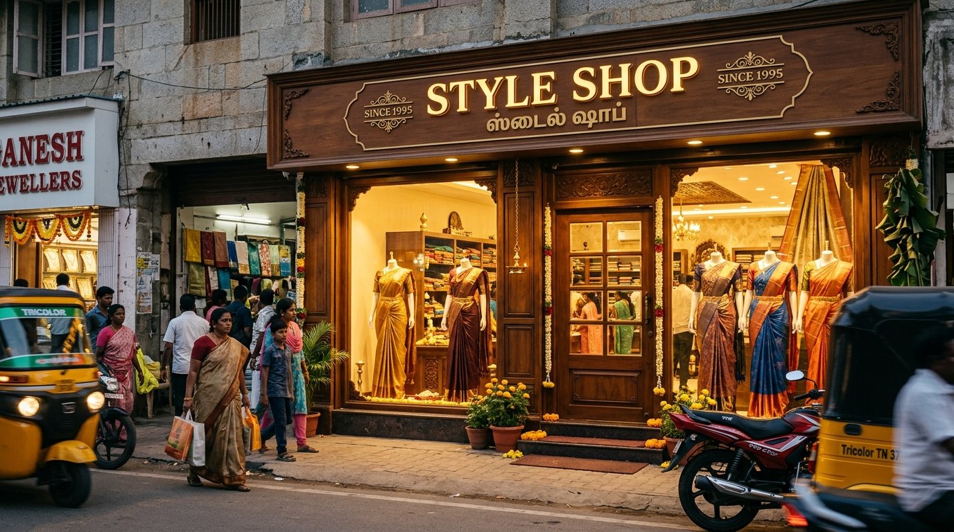 Style Shop storefront on Cross Cut Road, Gandhipuram, Coimbatore